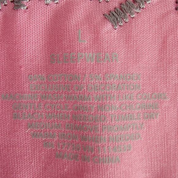 Nick & Nora Pink Short Sleeve Pajama Top Sleepwear Sz L Casual Loungewear Y2K - Picture 5 of 7